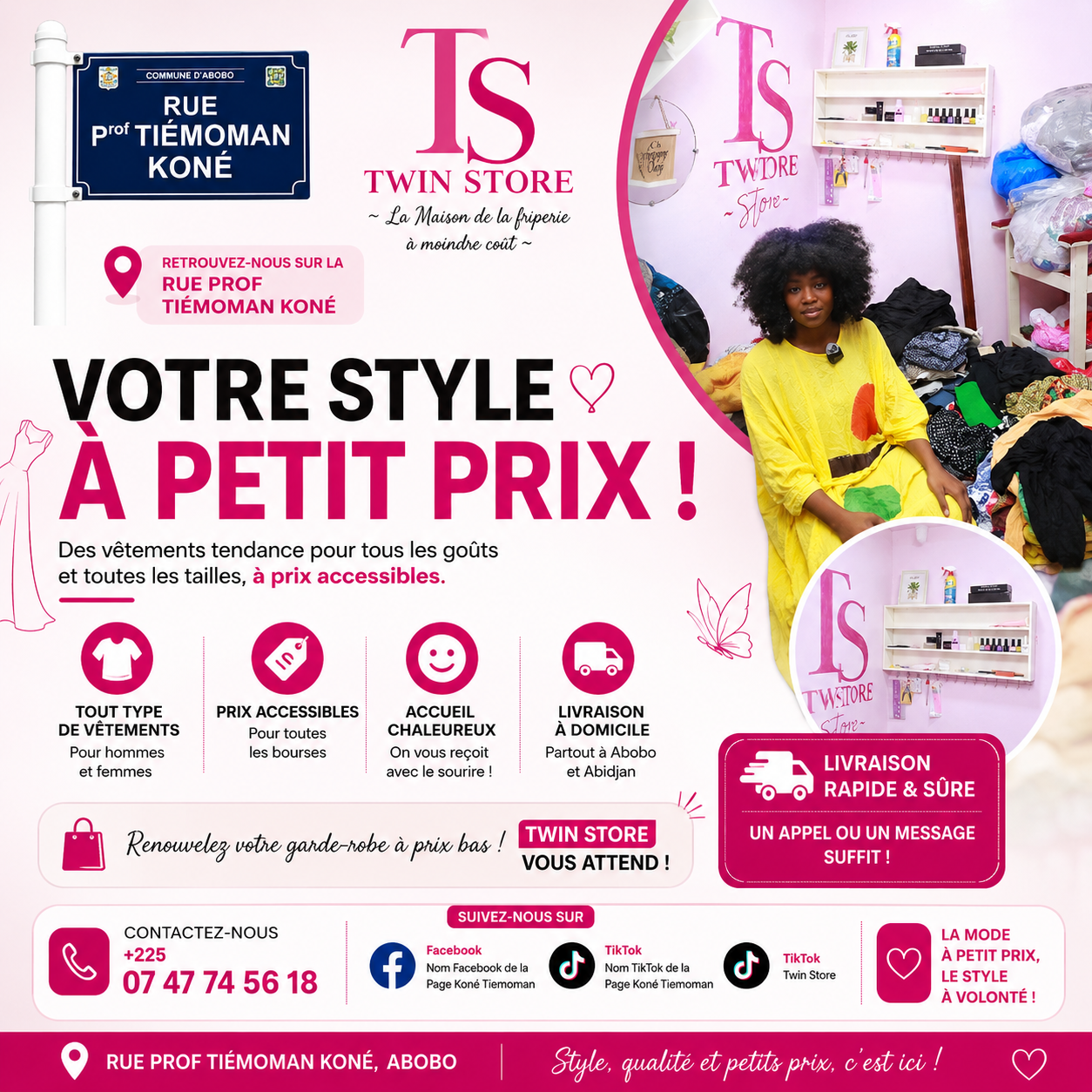Twin Store, friperie sur la rue Professeur Koné Tiémoman